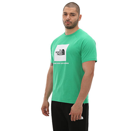 F0A87NJPO81-R The North Face M S-S Raglan Redbox Tee Erkek T-Shirt Yeşil