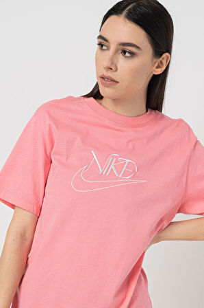 Nike Sportswear Tee Bol Kesim Pembe Pamuklu Kadın Spor Tişört