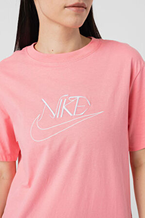 Nike Sportswear Tee Bol Kesim Pembe Pamuklu Kadın Spor Tişört