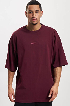 Nike Sportswear Premium Essentials Pamuklu Oversize Kesim Erkek Bordo Spor Tişört ( Geniş Kesim )