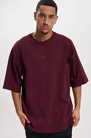 Nike Sportswear Premium Essentials Pamuklu Oversize Kesim Erkek Bordo Spor Tişört ( Geniş Kesim )