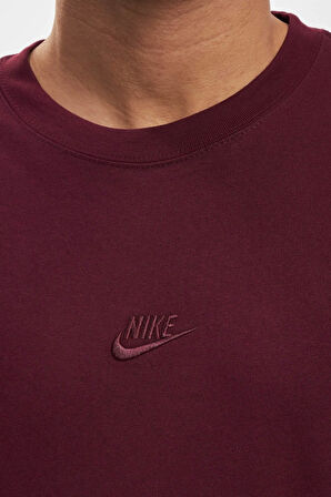 Nike Sportswear Premium Essentials Pamuklu Oversize Kesim Erkek Bordo Spor Tişört ( Geniş Kesim )