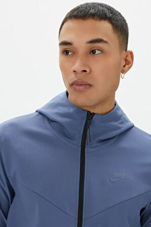 Nike Tech Fleece Full Zip Lightweight Erkek Mavi Sweatshirt