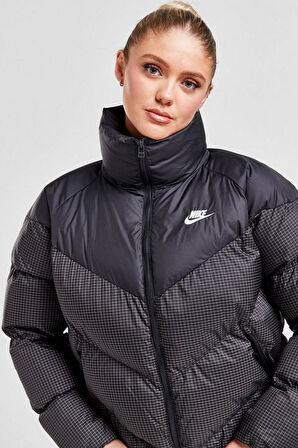 Nike Therma-Fit Windpuffer Grid Siyah Bol Kesim Kadın Spor Mont
