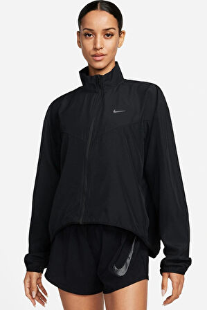 Nike Dri-Fit Swoosh Hbr Running Jacket Kadın Siyah Dik Yaka Spor Ceket