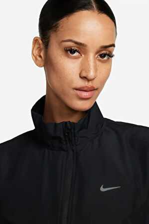 Nike Dri-Fit Swoosh Hbr Running Jacket Kadın Siyah Dik Yaka Spor Ceket