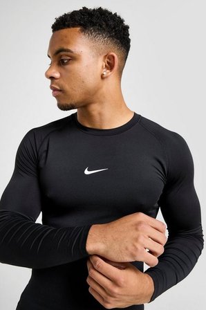 Nike Pro Dri-Fit Tight Top LS Erkek Siyah Uzun Kollu Spor Tişört