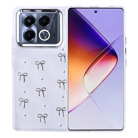 Gpack İnfinix Note 40 Pro uyumlu Kılıf Kenarlar Airbagli Simli Şeffaf Kutup Kapak
