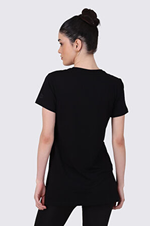 TSHİRT BİSİKLET YAKA İÇ LOGO BASKILI OVERSİZE