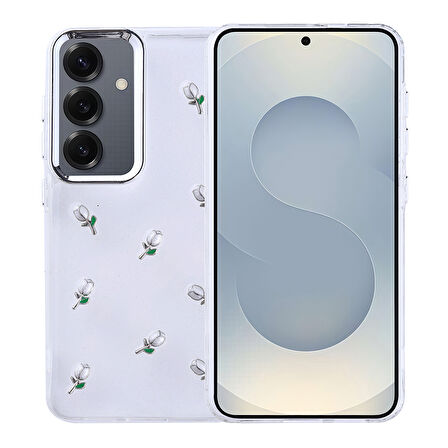 Gpack Samsung Galaxy S24 uyumlu Kılıf Kenarlar Airbagli Simli Şeffaf Kutup Kapak