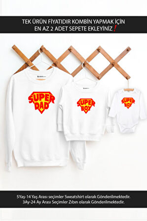 Super Dad Boy Baba Oğul Kız (TEK ÜRÜN FİYATIDIR KOMBİN YAPMAK İÇİN EN AZ 2 ADET SEPETE EKLEYİNİZ)