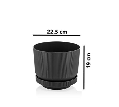 Omnipazar SO-S283 Dekoratif Tabaklı Lüks Çizgi Desenli Saksı 6 Litre