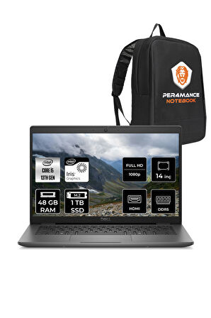 DELL Latitude 3450 i5 1335U 48GB DDR5 1TB SSD 14'' IPS FDOS Taşınabilir Bilgisayar & PER4 ÇANTA