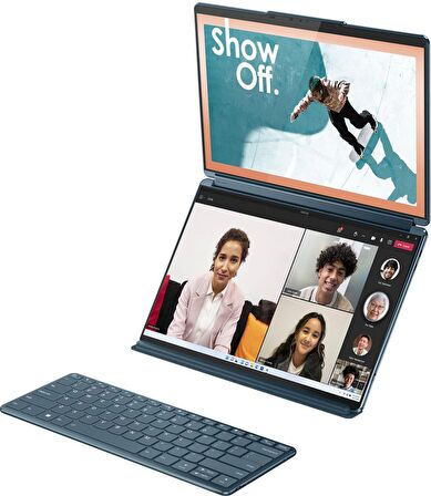 Lenovo-Yoga Book 9i 2si 1 Arada 13,3 2,8K Çift Ekranlı OLED Dokunmatik Dizüstü Bilgisayar - 16 GB RAM Intel Core i7-1355U - 512 GB SSD - Deniz Mavisi