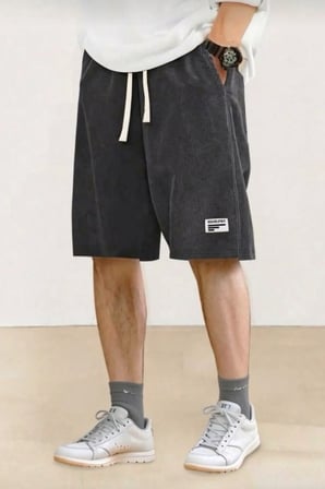 5'li Erkek Fitilli Kadife Oversize Şort Rahat Kalıp Siyah-Füme-Lacivert-Kahve-Bej