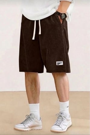 5'li Erkek Fitilli Kadife Oversize Şort Rahat Kalıp Siyah-Füme-Lacivert-Kahve-Bej