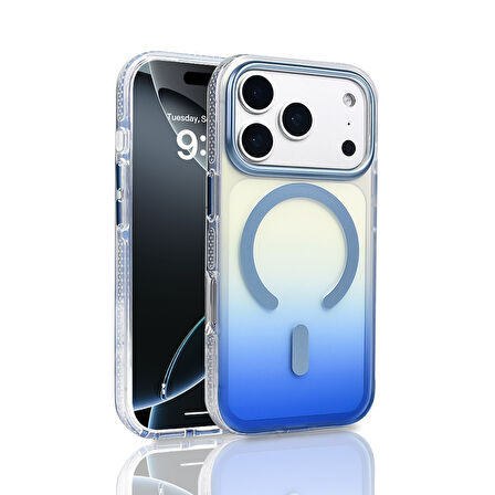 Gpack iPhone 17 Pro uyumlu Kılıf Toros M-Safe Şarj Özellikli Transparan Renk Geçişli Silikon