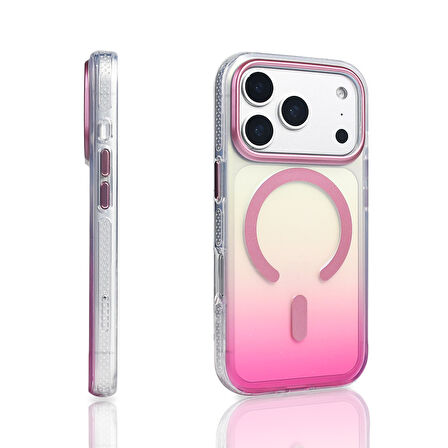 Gpack iPhone 17 Pro uyumlu Kılıf Toros M-Safe Şarj Özellikli Transparan Renk Geçişli Silikon