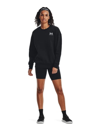 Under Armour Siyah Kadın Yuvarlak Yaka Sweatshirt 1379475-001 Essential Flc OS Crew