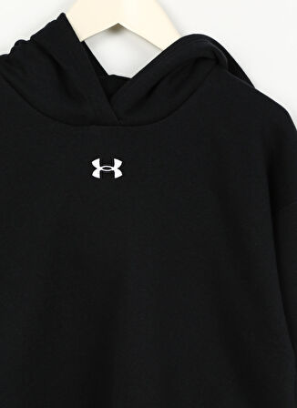 Under Armour Siyah Kız Çocuk Kapüşonlu Uzun Kollu Bol Kesim Düz Sweatshirt 1379517-001 UA Rival Fleece Crop Ho