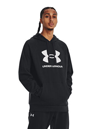 Under Armour Siyah Erkek Kapüşonlu Sweatshirt 1379758-001 UA Rival Fleece Logo HD