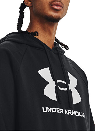 Under Armour Siyah Erkek Kapüşonlu Sweatshirt 1379758-001 UA Rival Fleece Logo HD