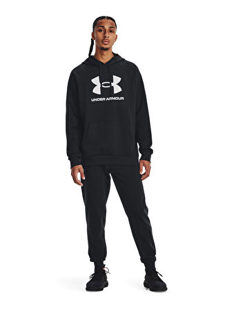 Under Armour Siyah Erkek Kapüşonlu Sweatshirt 1379758-001 UA Rival Fleece Logo HD