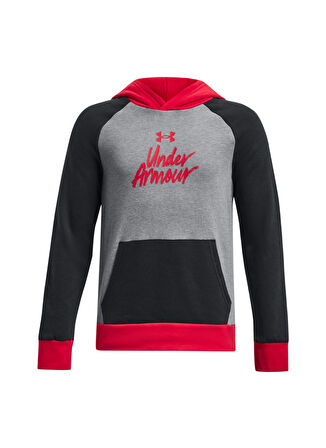 Under Armour Düz Erkek Siyah Sweatshırt 1379795-001 UA Rival Fleece Script
