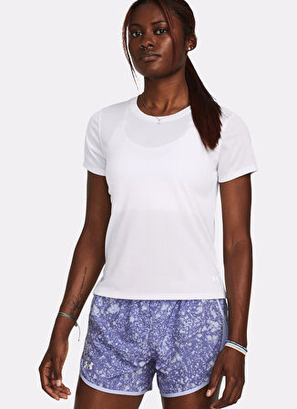 1382434-100 UA Launch Shortsleeve Beyaz Yuvarlak Yaka Fitted T-Shirt