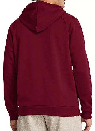 Under Armour Bordo Erkek Kapüşon Normal Düz Sweatshirt 1379757-625 UA Rival Fleece Hoodie