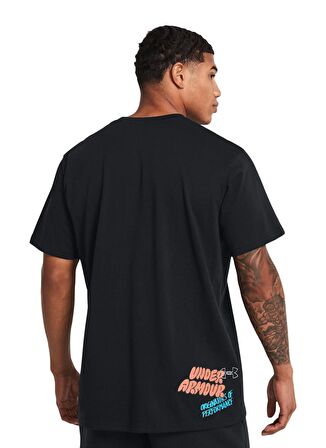Under Armour 1382903-001 UA HW LOGO OVERLAY EMB Siyah Erkek Bisiklet Yaka Oversize T-Shirt