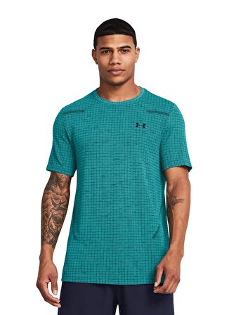 Under Armour 1376921-464 Vanish Seamless Grid SS Petrol Erkek Bisiklet Yaka Slim Fit T-Shirt