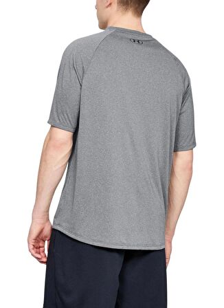 Under Armour 1382796-025 UA Tech Textured SS Gri Erkek Bisiklet Yaka Oversize T-Shirt