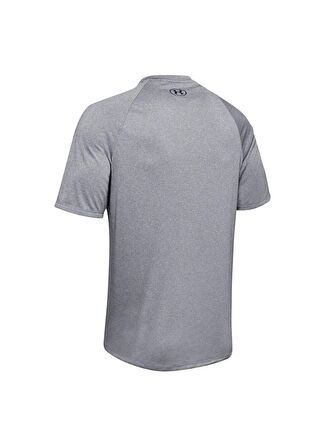 Under Armour 1382796-025 UA Tech Textured SS Gri Erkek Bisiklet Yaka Oversize T-Shirt