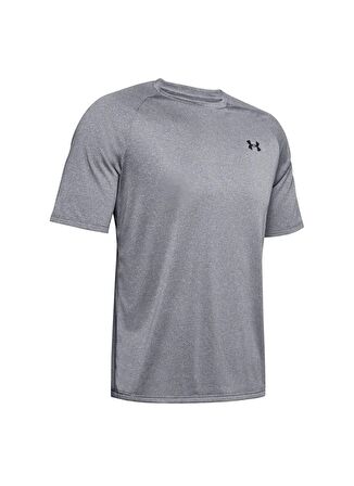 Under Armour 1382796-025 UA Tech Textured SS Gri Erkek Bisiklet Yaka Oversize T-Shirt