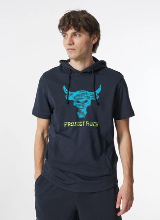 Under Armour 1383227-001 Pjt Rck Payoff SS Terry Siyah Erkek Kapüşon Yaka Oversize Sweatshirt
