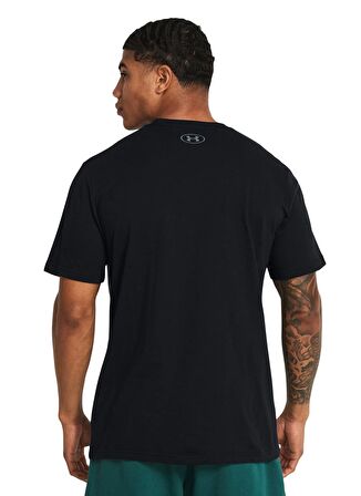 Under Armour Siyah Erkek Bisiklet Yaka Bol Kesim T-Shirt 1382829-001 UA Colorblock Wordmark