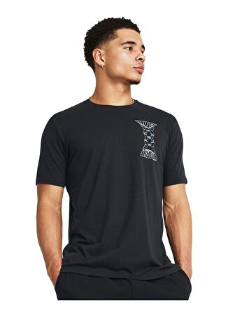 Under Armour 1382833-001 UA Dusk to Dawn Skul SS Siyah Erkek Bisiklet Yaka Oversize T-Shirt