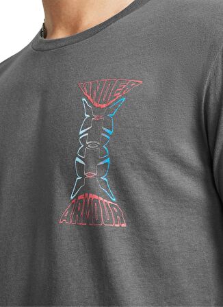 Under Armour 1382833-025 UA Dusk to Dawn Skul SS Gri Erkek Bisiklet Yaka Oversize T-Shirt