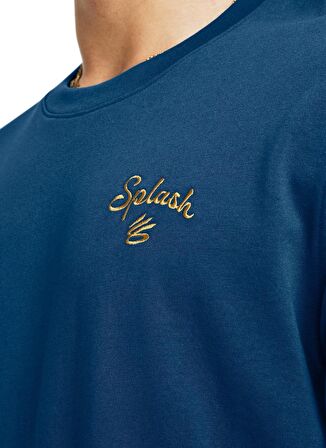 Under Armour Mavi Petrol Erkek Bisiklet Yaka Bol Kesim T-Shirt 1383379-426 Curry Emb Splash Tee