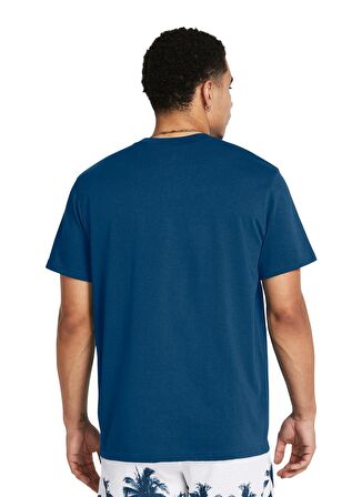 Under Armour Mavi Petrol Erkek Bisiklet Yaka Bol Kesim T-Shirt 1383379-426 Curry Emb Splash Tee