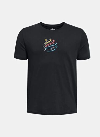 Under Armour Siyah Erkek Çocuk Bisiklet Yaka Bol Kesim Baskılı T-Shirt 1383858-001-Curry Shoe Hook Tee 4