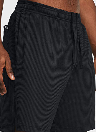 Under Armour 1383107-001-UA Rival Waffle Short Siyah Lastikli Bel Normal Düz Erkek Şort