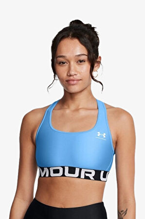 Under Armour Hg Mid Branded Kadın Mavi Spor Bra 1383544-465