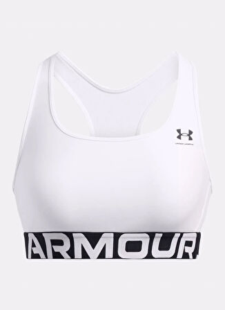 Under Armour 1383544-100-UA HG Mid Branded Beyaz Sporcu Sütyeni