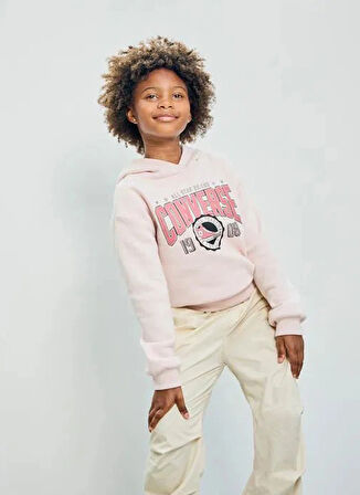 Converse Baskılı Kız Çocuk Pembe Sweatshırt 4CG227-AIU-CNVG BOXY GRAPHIC HOODIE
