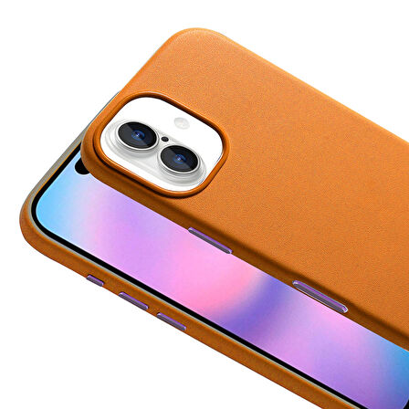 Gpack iPhone 17 uyumlu Kılıf Kupra Deri Görünümlü M-safe Şarj Özellikli