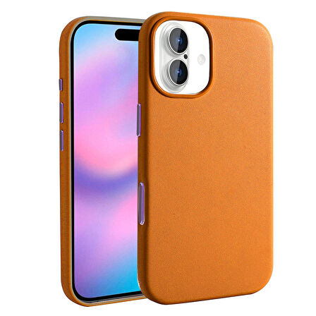 Gpack iPhone 17 uyumlu Kılıf Kupra Deri Görünümlü M-safe Şarj Özellikli