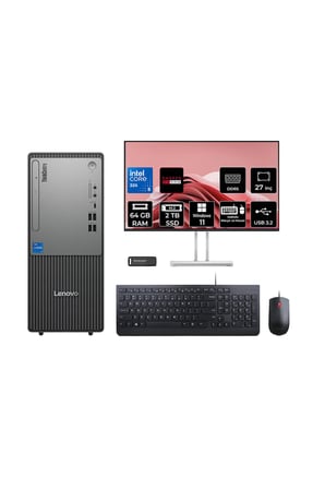 ThinkCentre Neo 50T G6 Ultra 5 225 64GB 2TB SSD RX550/4GB W11H Masaüstü Bilgisayar + 27"