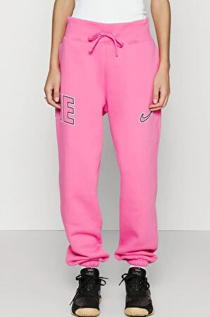 Nike Sportswear Phoenix Fleece Yüksek Belli Oversize Kesim Pembe Kadın Eşofman Altı